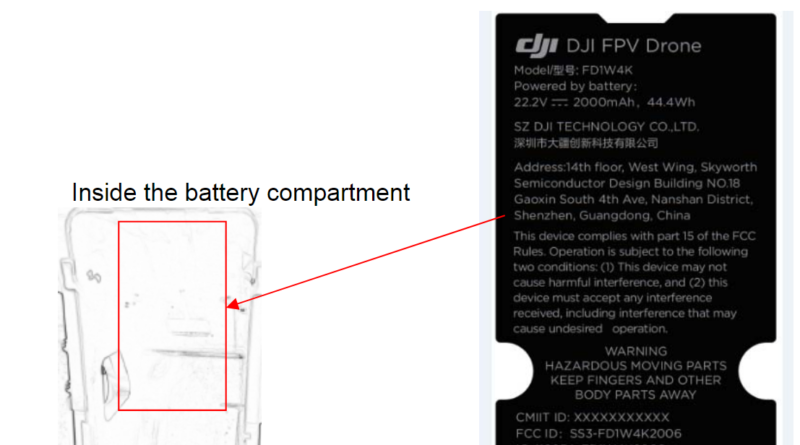 DJI FPV Drone FCC Label